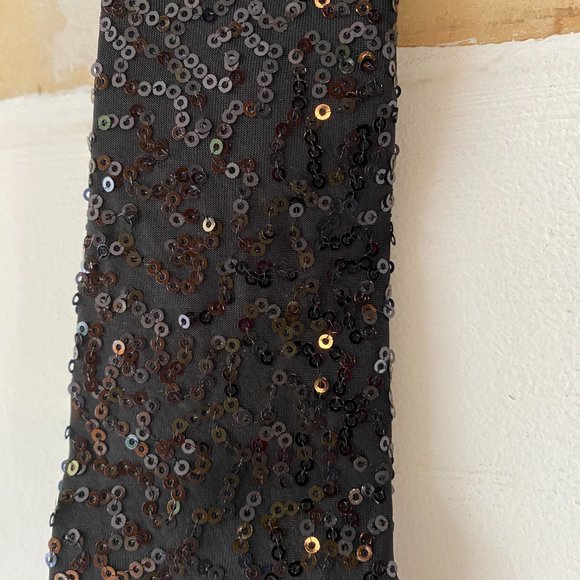 Black Sequin Elastic NeckTie - Picture 3 of 6